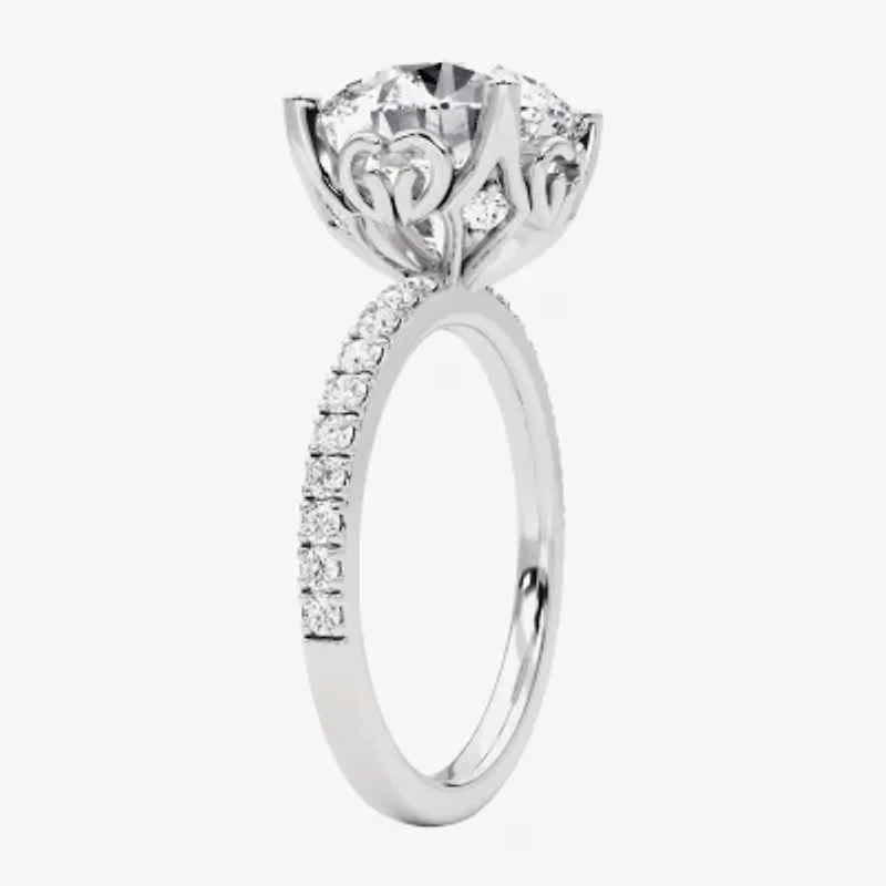 Grown Gorgeous (F, Vs2) Womens 4 7/8 Ct. T.W. Lab White Diamond 14K Gold or Platinum Round Side Stone Engagement Ring