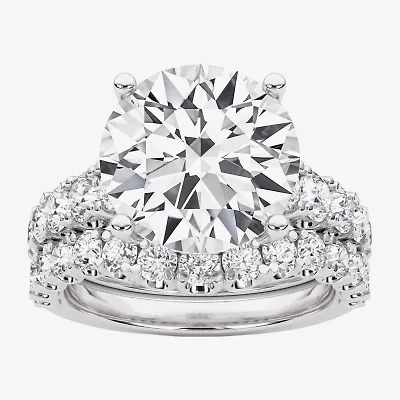 Grown Gorgeous (F, Vs2) Womens 6 1/10 Ct. T.W. Lab White Diamond 14K Gold or Platinum Round Side Stone Bridal Set