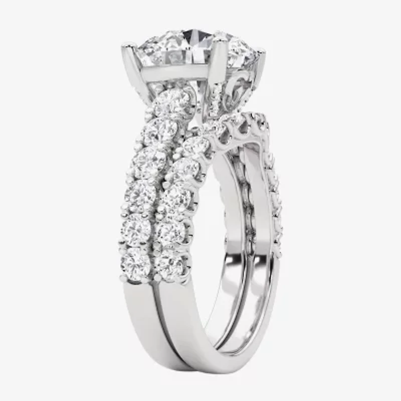 Grown Gorgeous (F, Vs2) Womens 6 1/10 Ct. T.W. Lab White Diamond 14K Gold or Platinum Round Side Stone Bridal Set