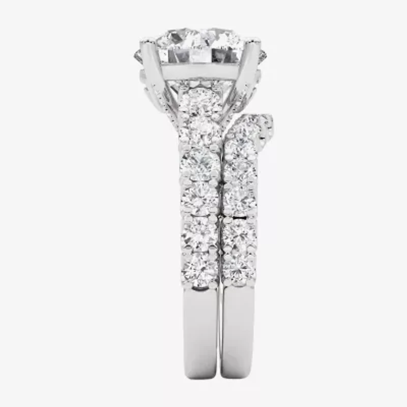Grown Gorgeous (F, Vs2) Womens 6 1/10 Ct. T.W. Lab White Diamond 14K Gold or Platinum Round Side Stone Bridal Set