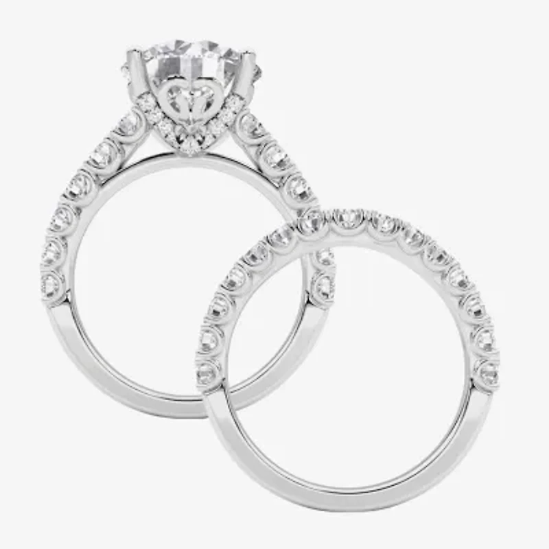 Grown Gorgeous (F, Vs2) Womens 6 1/10 Ct. T.W. Lab White Diamond 14K Gold or Platinum Round Side Stone Bridal Set