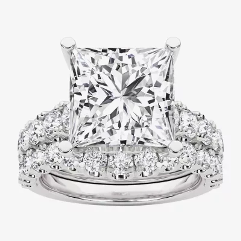 Grown Gorgeous (F, Vs2) Womens 6 1/10 Ct. T.W. Lab White Diamond 14K Gold or Platinum Princess-cut Side Stone Bridal Set