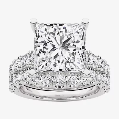 Grown Gorgeous (F, Vs2) Womens 6 1/10 Ct. T.W. Lab White Diamond 14K Gold or Platinum Princess-cut Side Stone Bridal Set