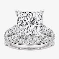 Grown Gorgeous (F, Vs2) Womens 6 1/10 Ct. T.W. Lab White Diamond 14K Gold or Platinum Princess-cut Side Stone Bridal Set