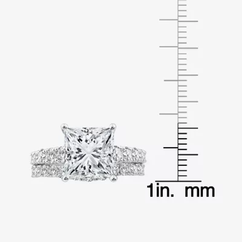 Grown Gorgeous (F, Vs2) Womens 6 1/10 Ct. T.W. Lab White Diamond 14K Gold or Platinum Princess-cut Side Stone Bridal Set