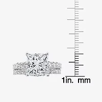 Grown Gorgeous (F, Vs2) Womens 6 1/10 Ct. T.W. Lab White Diamond 14K Gold or Platinum Princess-cut Side Stone Bridal Set