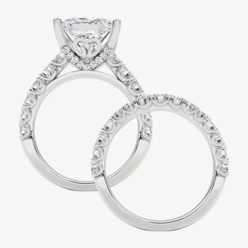 Grown Gorgeous (F, Vs2) Womens 6 1/10 Ct. T.W. Lab White Diamond 14K Gold or Platinum Princess-cut Side Stone Bridal Set