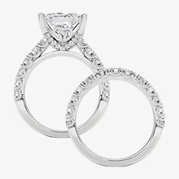 Grown Gorgeous (F, Vs2) Womens 6 1/10 Ct. T.W. Lab White Diamond 14K Gold or Platinum Princess-cut Side Stone Bridal Set