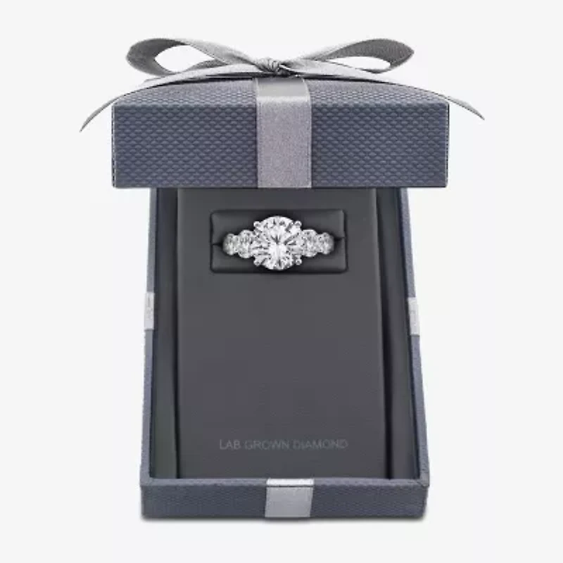 Grown Gorgeous (F, Vs2) Womens 4 7/8 Ct. T.W. Lab White Diamond 14K Gold or Platinum Round Side Stone 5-Stone Engagement Ring