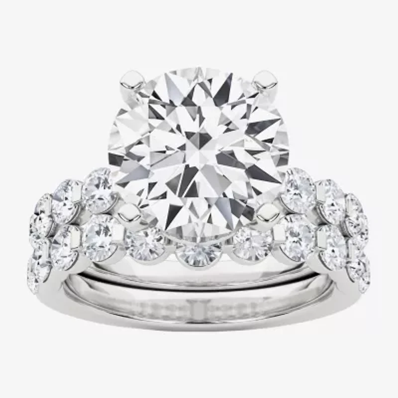 Grown Gorgeous (F, Vs2) Womens 4 3/4 CT. T.W. Lab White Diamond 14K Gold or Platinum Round Side Stone Bridal Set