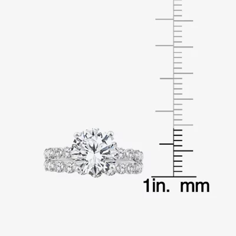 Grown Gorgeous (F, Vs2) Womens 4 3/4 CT. T.W. Lab White Diamond 14K Gold or Platinum Round Side Stone Bridal Set