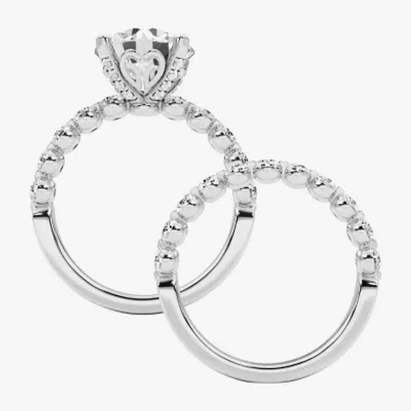 Grown Gorgeous (F, Vs2) Womens 4 3/4 CT. T.W. Lab White Diamond 14K Gold or Platinum Round Side Stone Bridal Set