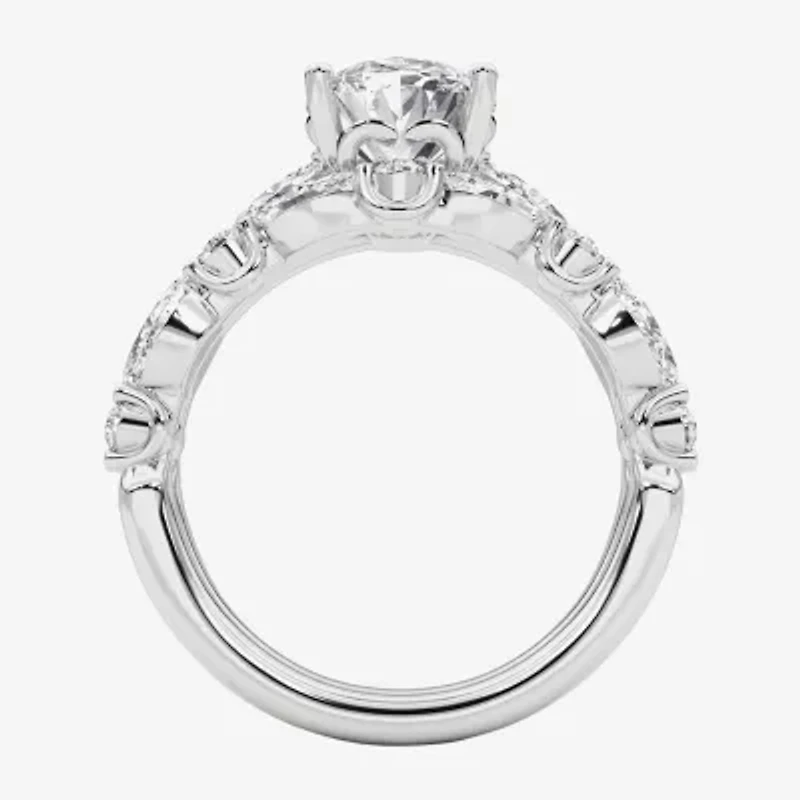Grown Gorgeous (F,Vs2) Womens 3 3/8 Ct. T.W. Lab White Diamond 14K Gold or Platinum Oval Side Stone Bridal Set