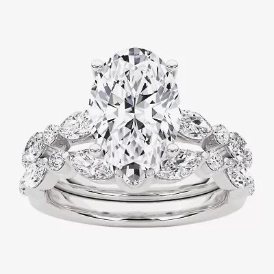 Grown Gorgeous (F,Vs2) Womens 3 3/8 Ct. T.W. Lab White Diamond 14K Gold or Platinum Oval Side Stone Bridal Set