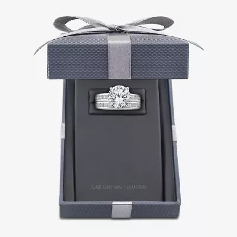 Grown Gorgeous Vs2, F Womens 4 1/4 CT. T.W. Lab White Diamond 14K Gold or Platinum Round Side Stone Bridal Set