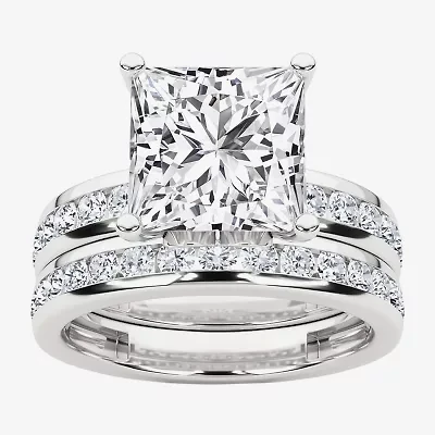 Grown Gorgeous Vs2, F Womens 4 1/4 CT. T.W. Lab White Diamond 14K Gold or Platinum Princess-cut Side Stone Bridal Set