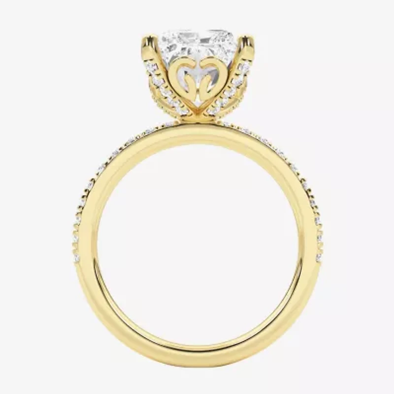 Grown Gorgeous (F,Vs2) Womens 4 7/8 Ct. T.W. Lab White Diamond 14K Gold Rectangular Side Stone Engagement Ring