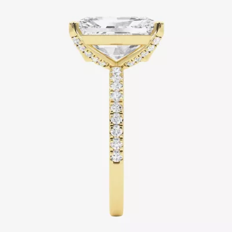 Grown Gorgeous (F,Vs2) Womens 4 7/8 Ct. T.W. Lab White Diamond 14K Gold Rectangular Side Stone Engagement Ring