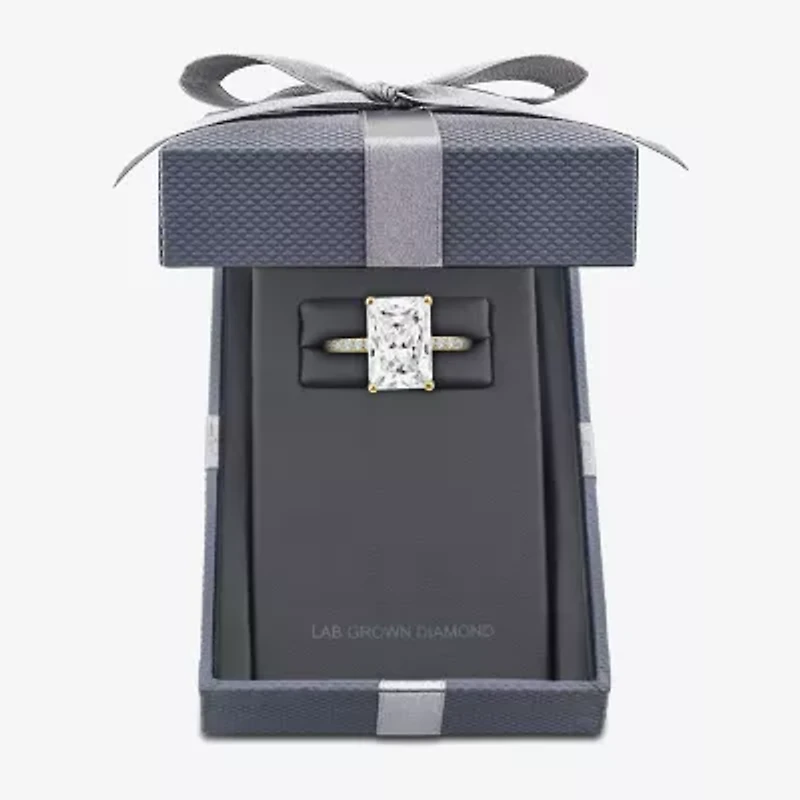 Grown Gorgeous (F,Vs2) Womens 4 7/8 Ct. T.W. Lab White Diamond 14K Gold Rectangular Side Stone Engagement Ring