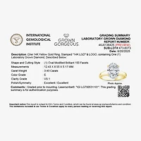 Grown Gorgeous (F,Vs2) Womens 3 3/8 Ct. Lab White Diamond 14K Gold or Platinum Oval Solitaire Engagement Ring