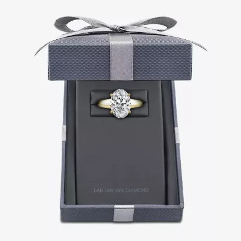 Grown Gorgeous (F,Vs2) Womens 3 3/8 Ct. Lab White Diamond 14K Gold or Platinum Oval Solitaire Engagement Ring