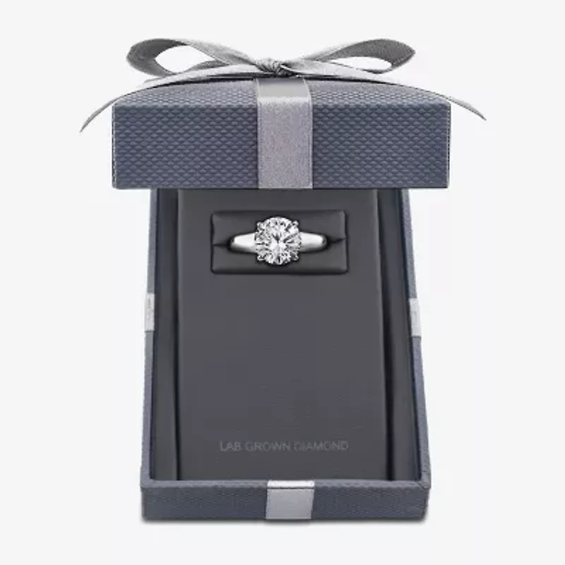 Grown Gorgeous (F,Vs2) Womens 3 3/8 Ct. Lab White Diamond 14K Gold or Platinum Round Solitaire Engagement Ring