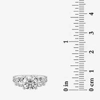 Grown Gorgeous (F, Vs2) Womens 3 1/7 Ct. T.W. Lab White Diamond 14K Gold or Platinum Round Side Stone 3-Stone Engagement Ring