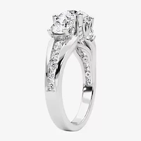 Grown Gorgeous (F, Vs2) Womens 3 1/7 Ct. T.W. Lab White Diamond 14K Gold or Platinum Round Side Stone 3-Stone Engagement Ring