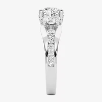 Grown Gorgeous (F, Vs2) Womens 3 1/7 Ct. T.W. Lab White Diamond 14K Gold or Platinum Round Side Stone 3-Stone Engagement Ring