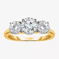 I, Si2 Womens 2 CT. T.W. Lab Grown White Diamond 10K Gold Round 3-Stone Engagement Ring