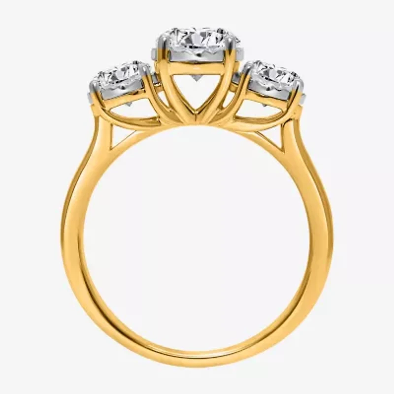 I, Si2 Womens 2 CT. T.W. Lab Grown White Diamond 10K Gold Round 3-Stone Engagement Ring