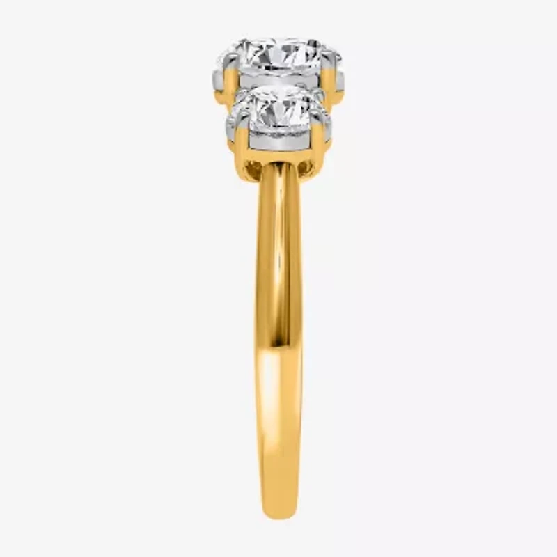 I, Si2 Womens 2 CT. T.W. Lab Grown White Diamond 10K Gold Round 3-Stone Engagement Ring