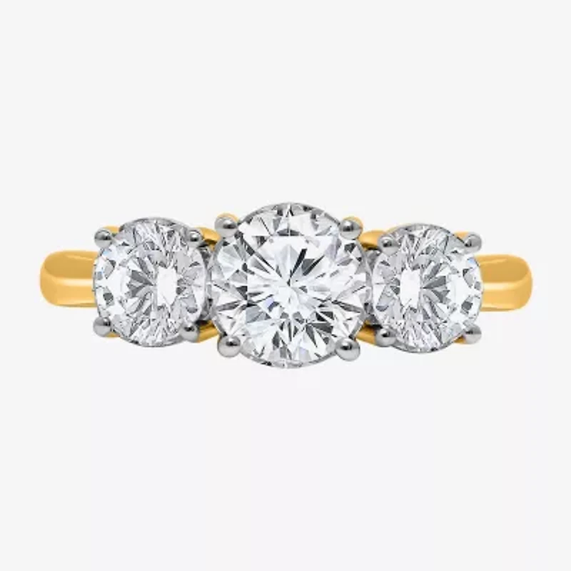 I, Si2 Womens 2 CT. T.W. Lab Grown White Diamond 10K Gold Round 3-Stone Engagement Ring