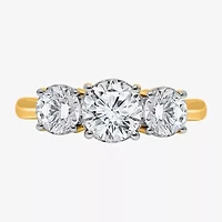 I, Si2 Womens 2 CT. T.W. Lab Grown White Diamond 10K Gold Round 3-Stone Engagement Ring