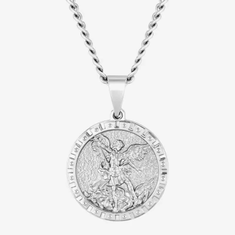 Mens Stainless Steel Round 24 Inch Pendant Necklace