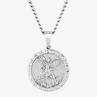 Mens Stainless Steel Round 24 Inch Pendant Necklace