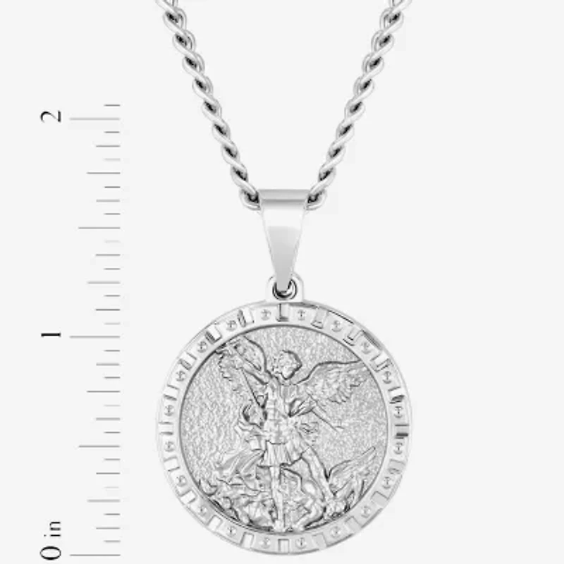 Mens Stainless Steel Round 24 Inch Pendant Necklace