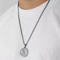 Mens Stainless Steel Round 24 Inch Pendant Necklace