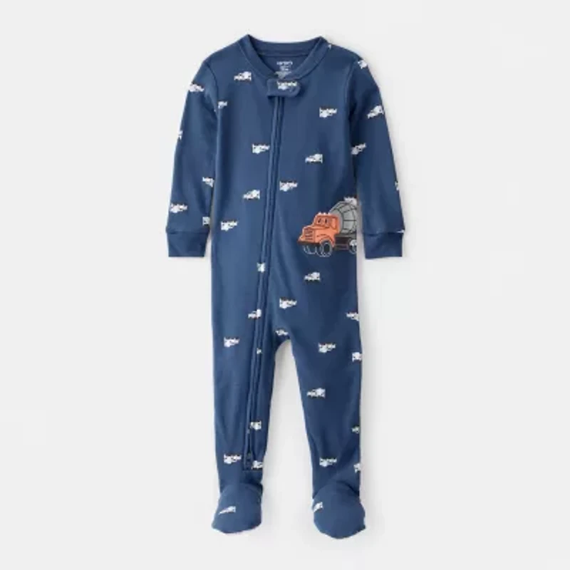 Carter's Toddler Boys Footed Rib Round Neck Long Sleeve One Piece Pajama