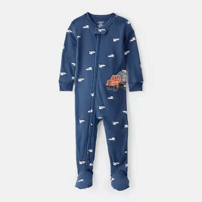 Carter's Toddler Boys Footed Rib Round Neck Long Sleeve One Piece Pajama