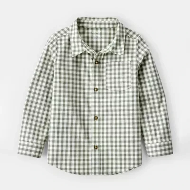 Carter's Toddler Boys Long Sleeve Cuffed Regular Fit Button-Down Shirt