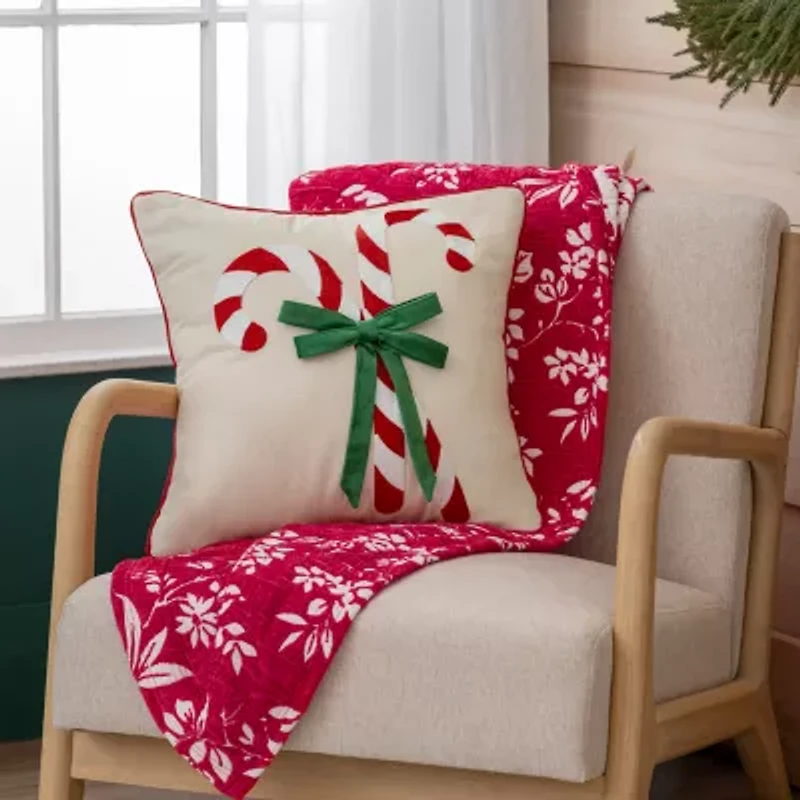 Martha Stewart Candy Cane Square Throw Pillow