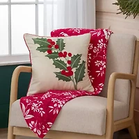 Martha Stewart Holiday Holly Square Throw Pillow
