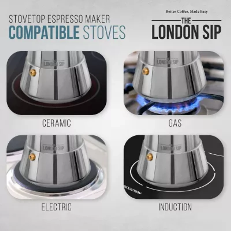 Escali Stainless Steel Stovetop 3-Cup Espresso Maker