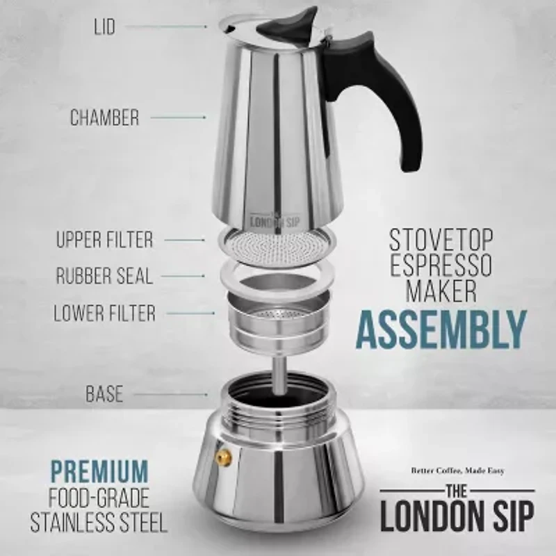 Escali Stainless Steel Stovetop 3-Cup Espresso Maker