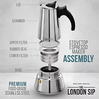 Escali Stainless Steel Stovetop 3-Cup Espresso Maker