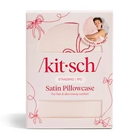 Kitsch Standard Satin Pillowcase - Striped Bows Face Pillow Cover