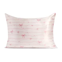 Kitsch Standard Satin Pillowcase - Striped Bows Face Pillow Cover