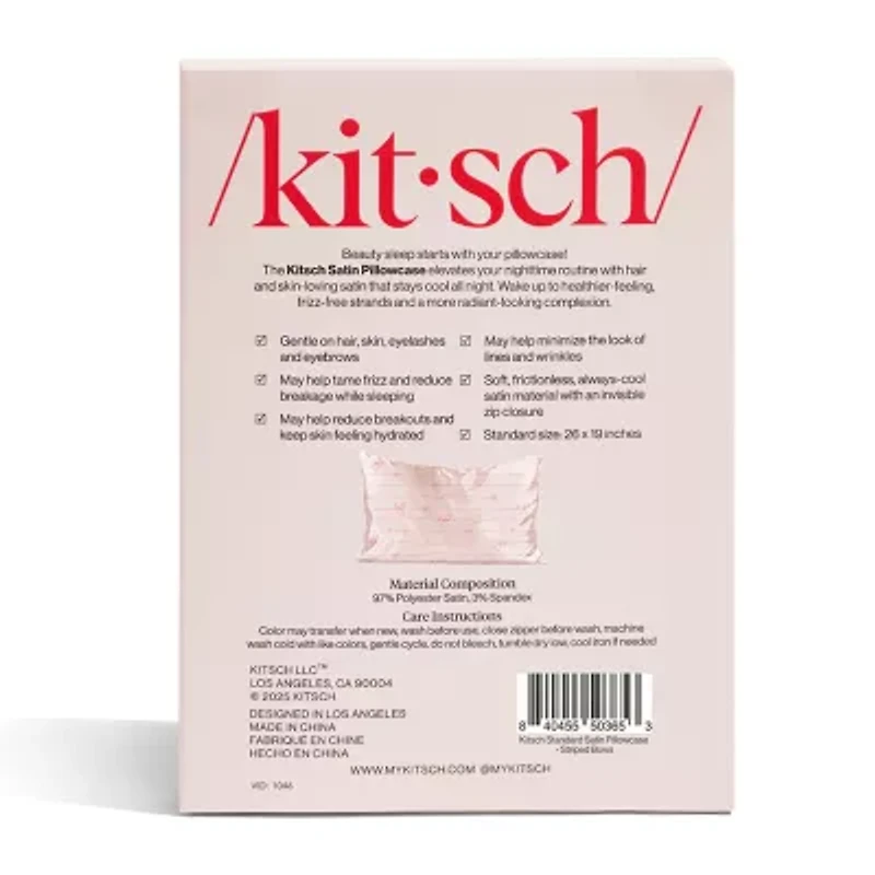 Kitsch Standard Satin Pillowcase - Striped Bows Face Pillow Cover