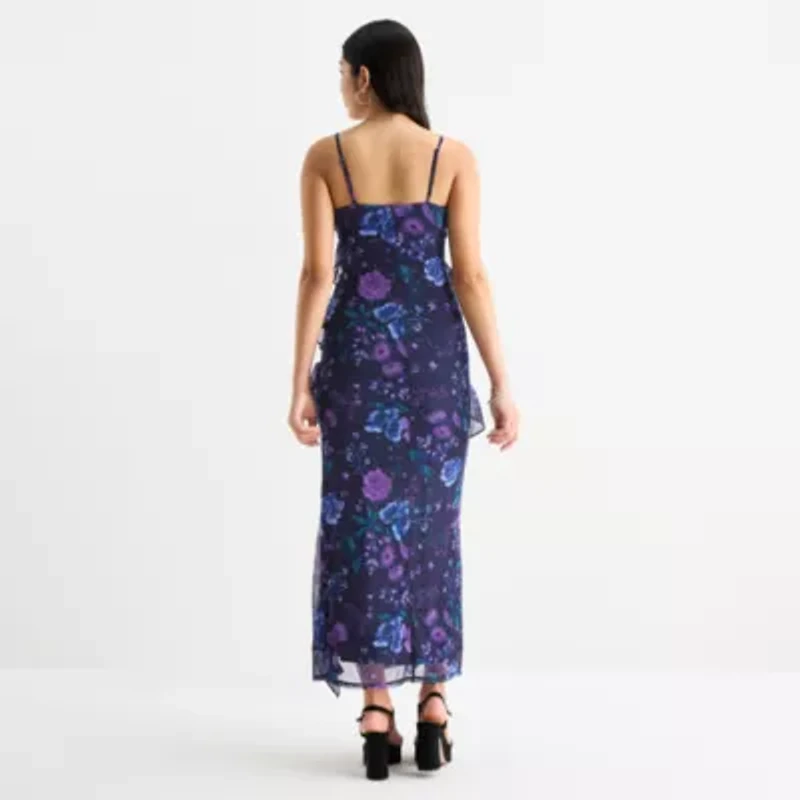 by&by Womens Juniors Floral Fit + Flare Dress